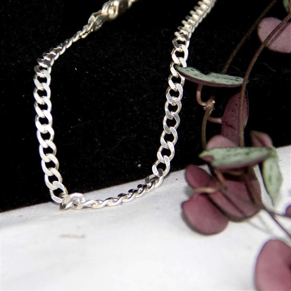 Vintage Sterling Silver 925‎ Curb Link Chain Bracelet 8 Inch 3.8mm